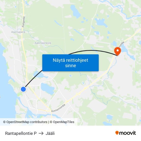 Rantapellontie P to Jääli map