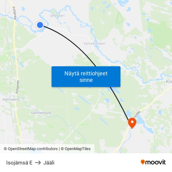 Isojämsä E to Jääli map
