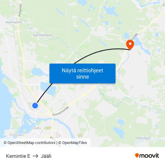 Kemintie E to Jääli map