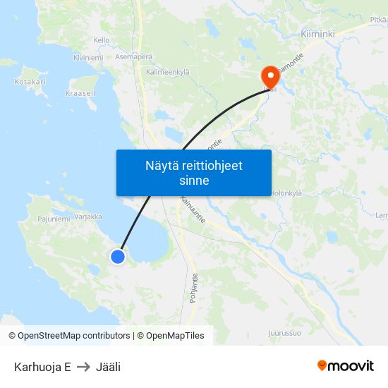 Karhuoja E to Jääli map