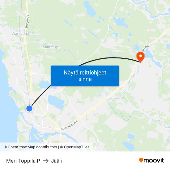 Meri-Toppila P to Jääli map