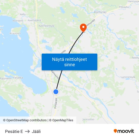 Pesätie E to Jääli map