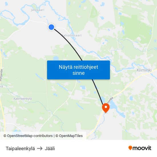 Taipaleenkylä to Jääli map