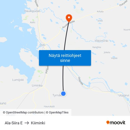 Ala-Siira E to Kiiminki map