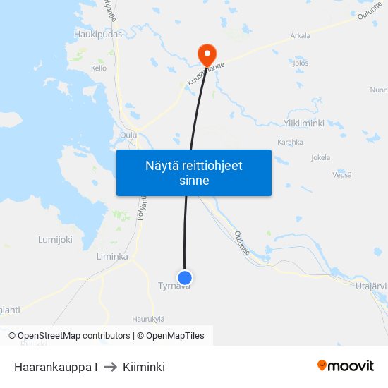 Haarankauppa I to Kiiminki map