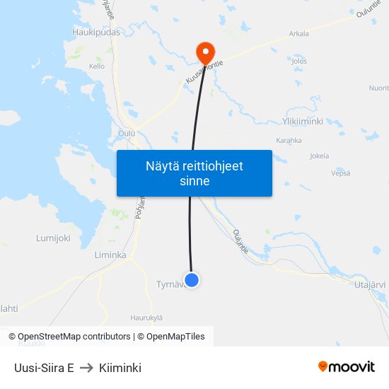 Uusi-Siira E to Kiiminki map
