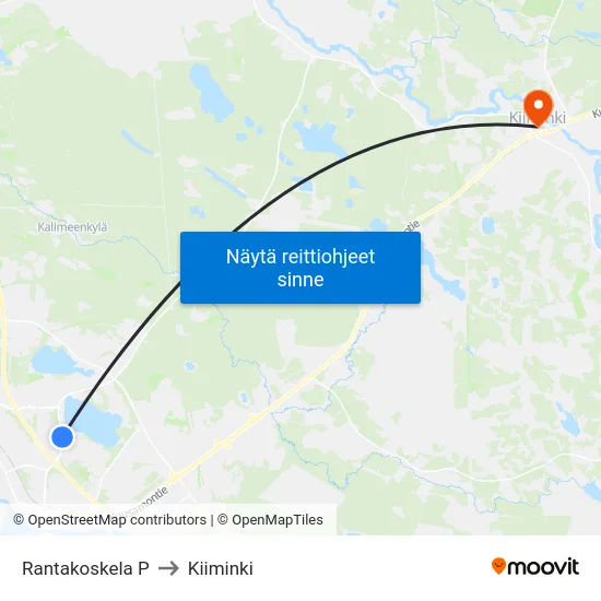 Rantakoskela P to Kiiminki map