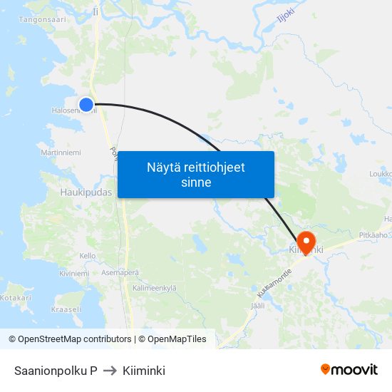 Saanionpolku P to Kiiminki map