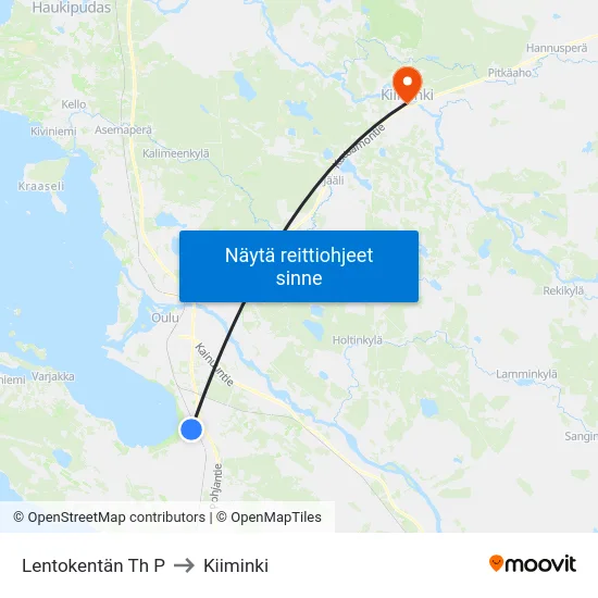 Lentokentän Th P to Kiiminki map