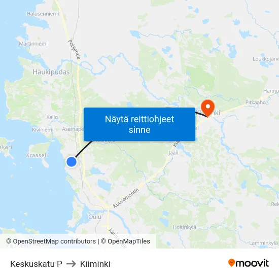 Keskuskatu P to Kiiminki map