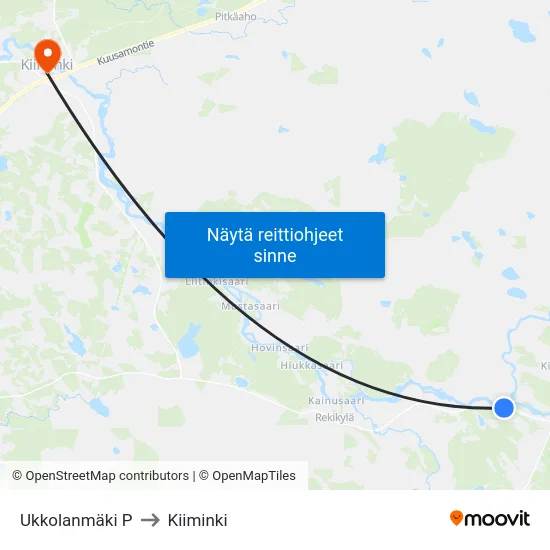 Ukkolanmäki P to Kiiminki map