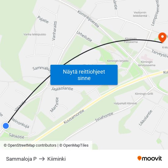 Sammaloja P to Kiiminki map