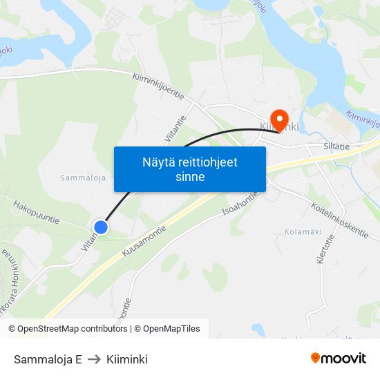 Sammaloja E to Kiiminki map