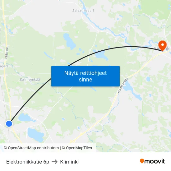 Elektroniikkatie 6p to Kiiminki map