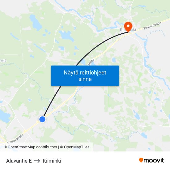 Alavantie E to Kiiminki map