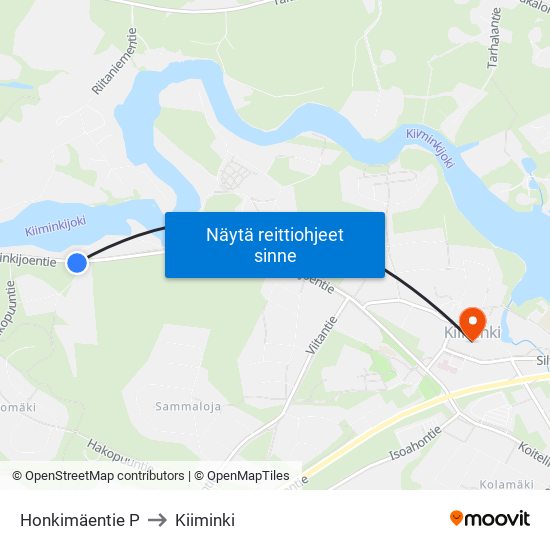 Honkimäentie P to Kiiminki map