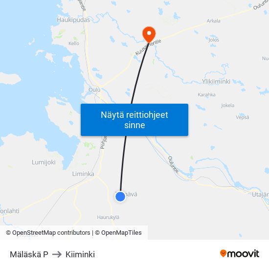 Mäläskä P to Kiiminki map