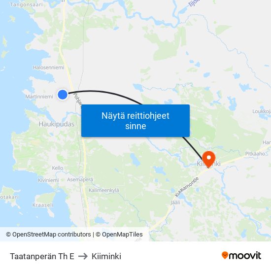 Taatanperän Th E to Kiiminki map