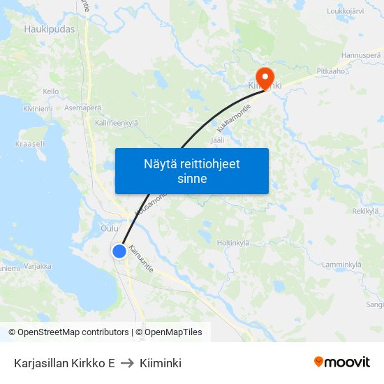 Karjasillan Kirkko E to Kiiminki map