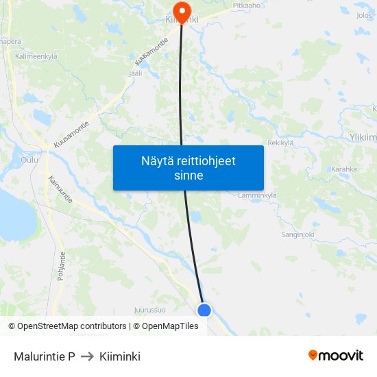 Malurintie P to Kiiminki map