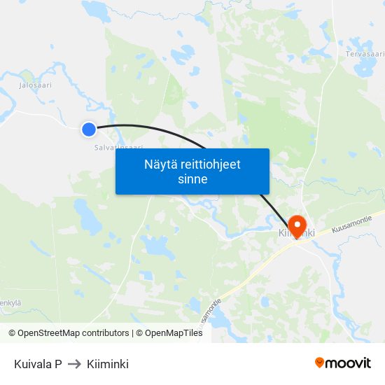 Kuivala P to Kiiminki map