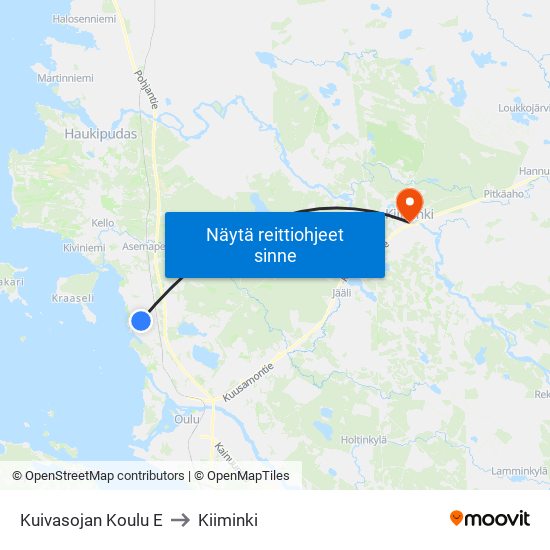 Kuivasojan Koulu E to Kiiminki map