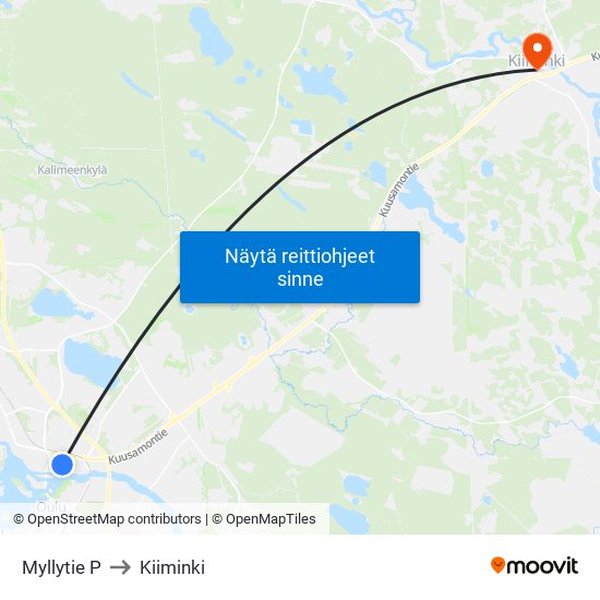 Myllytie P to Kiiminki map