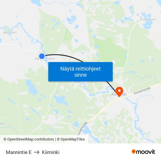 Mannintie E to Kiiminki map