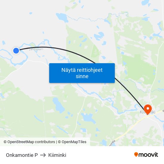 Onkamontie P to Kiiminki map