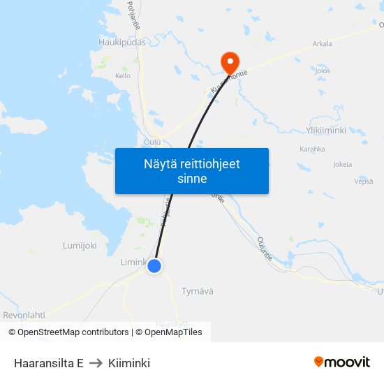 Haaransilta E to Kiiminki map