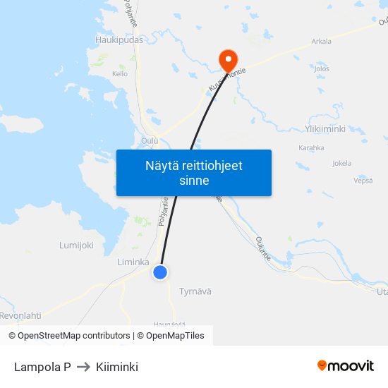 Lampola P to Kiiminki map
