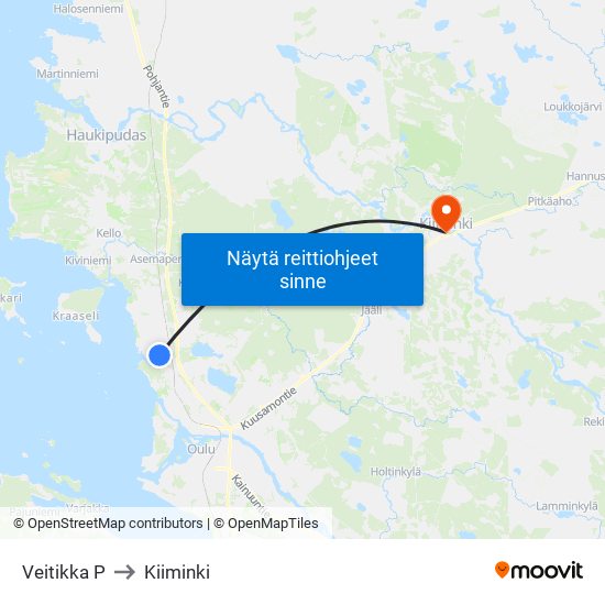 Veitikka P to Kiiminki map