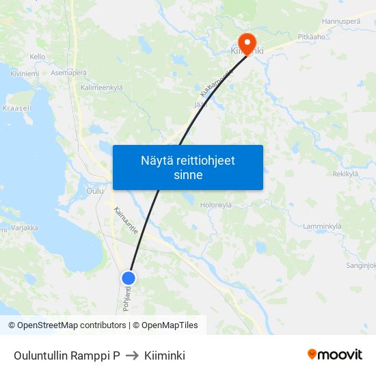 Ouluntullin Ramppi P to Kiiminki map