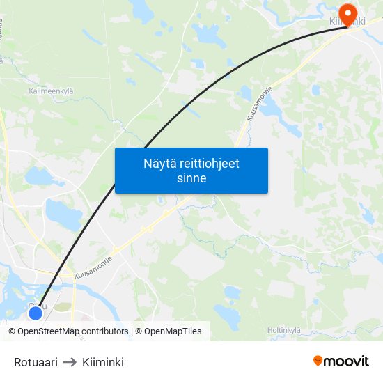 Rotuaari to Kiiminki map