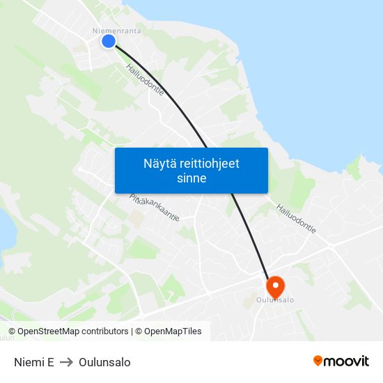 Niemi E to Oulunsalo map