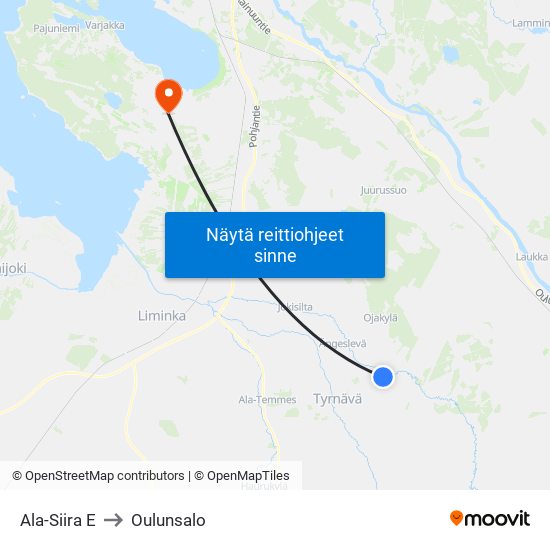 Ala-Siira E to Oulunsalo map