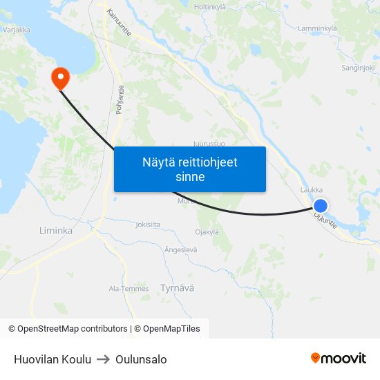 Huovilan Koulu to Oulunsalo map