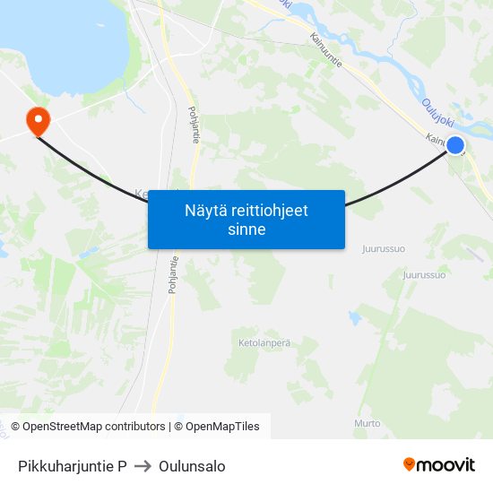 Pikkuharjuntie P to Oulunsalo map