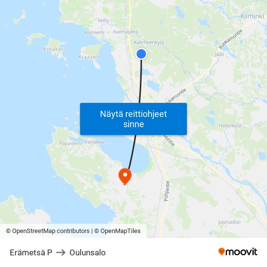 Erämetsä P to Oulunsalo map