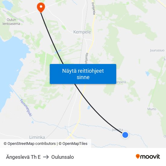 Ängeslevä Th E to Oulunsalo map