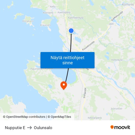 Nupputie E to Oulunsalo map
