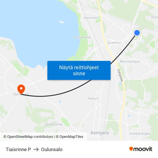 Tiaisrinne P to Oulunsalo map