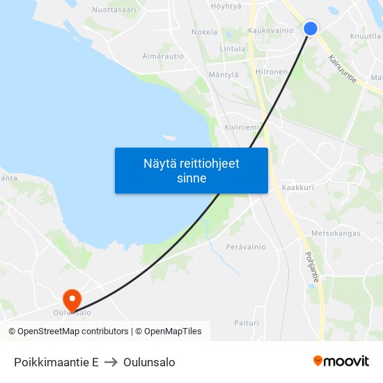 Poikkimaantie E to Oulunsalo map