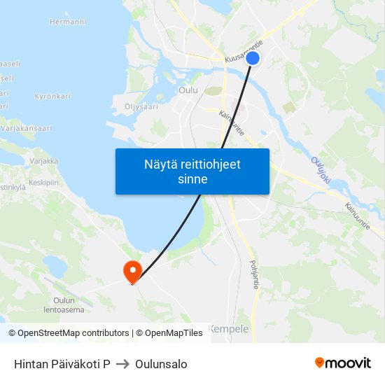 Hintan Päiväkoti P to Oulunsalo map