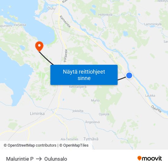 Malurintie P to Oulunsalo map