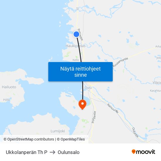 Ukkolanperän Th P to Oulunsalo map