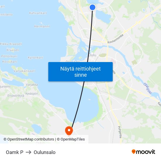 Oamk P to Oulunsalo map