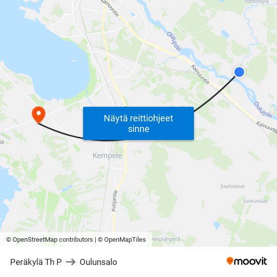 Peräkylä Th P to Oulunsalo map