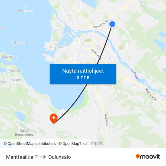 Manttaalitie P to Oulunsalo map