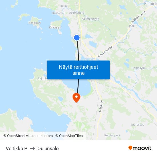 Veitikka P to Oulunsalo map
